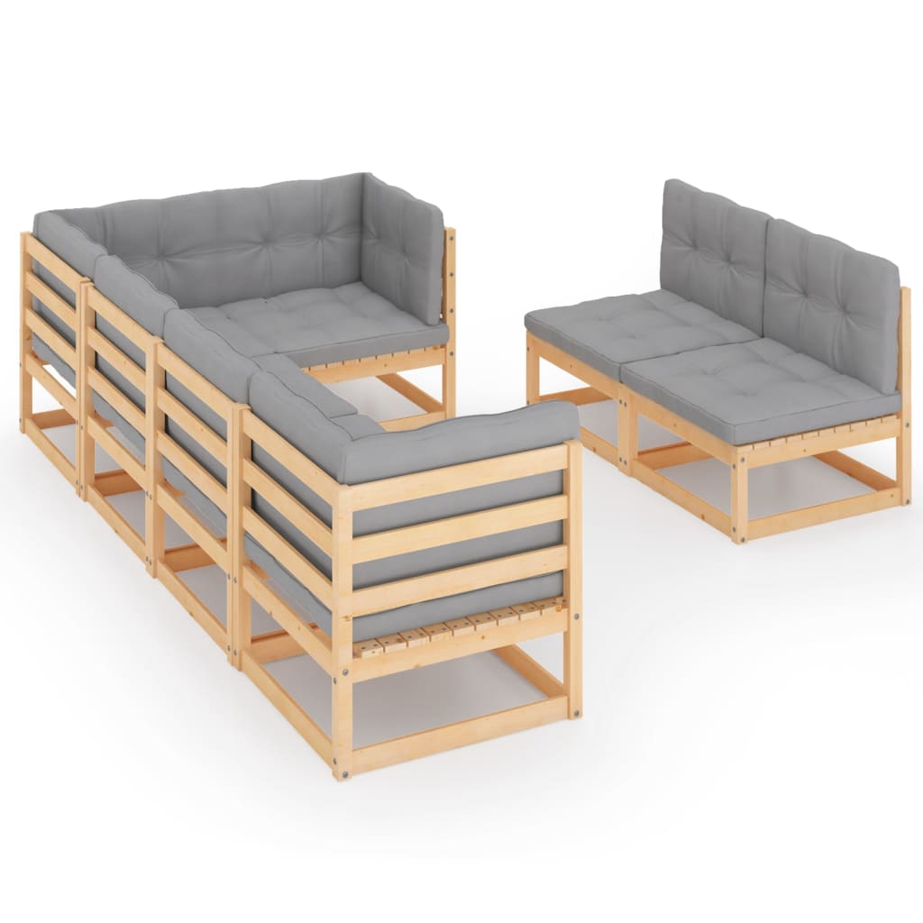 7-piece-patio-lounge-set-with-cushions-solid-wood-pine-3 At Willow and Wine USA!