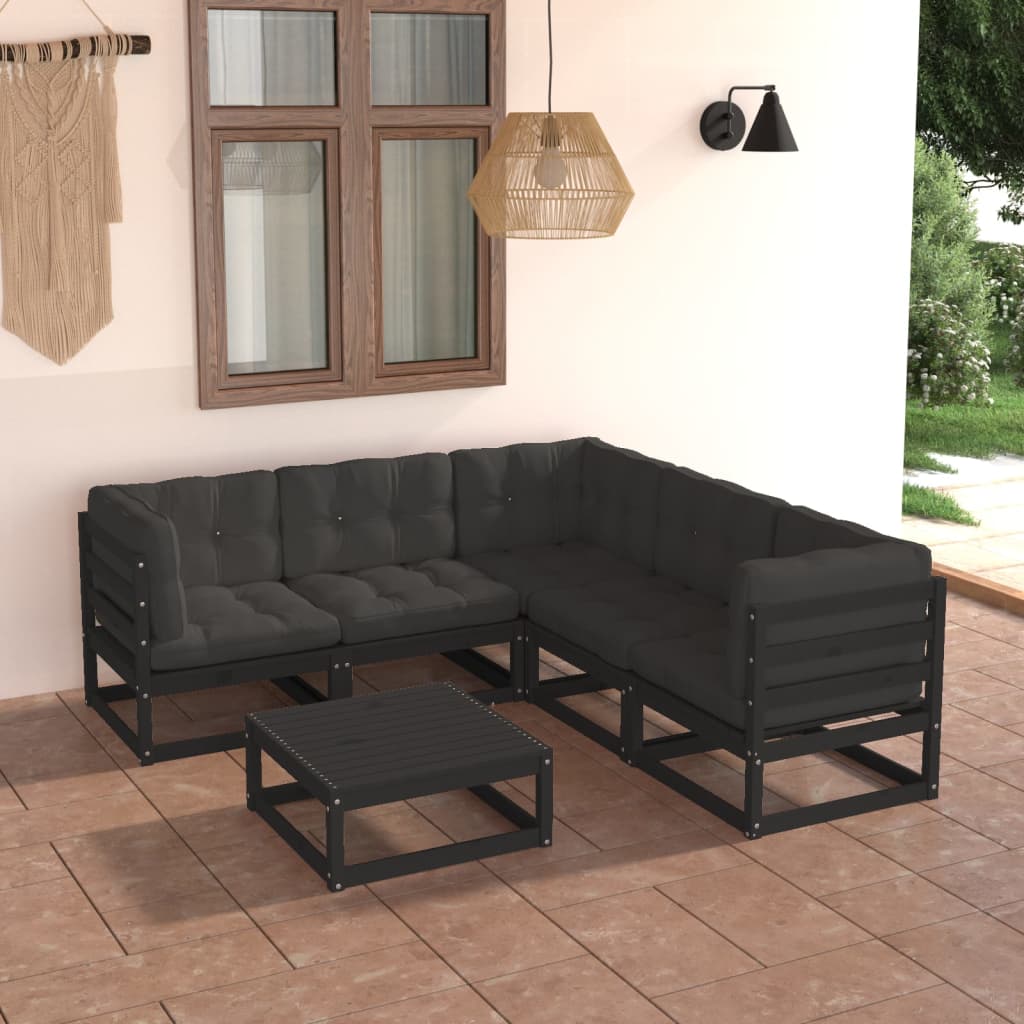 6-piece-patio-lounge-set-with-cushions-solid-wood-pine-5 At Willow and Wine USA!