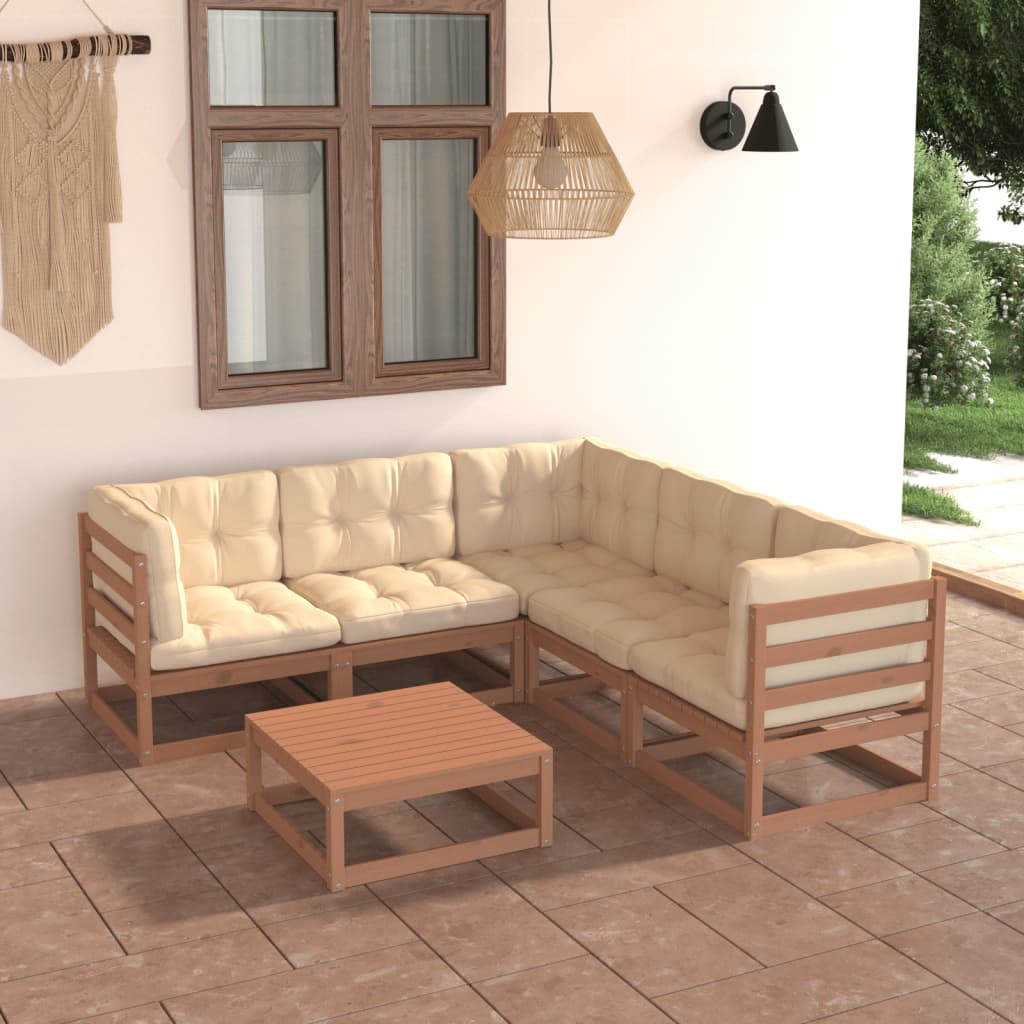 6-piece-patio-lounge-set-with-cushions-solid-wood-pine-5 At Willow and Wine USA!