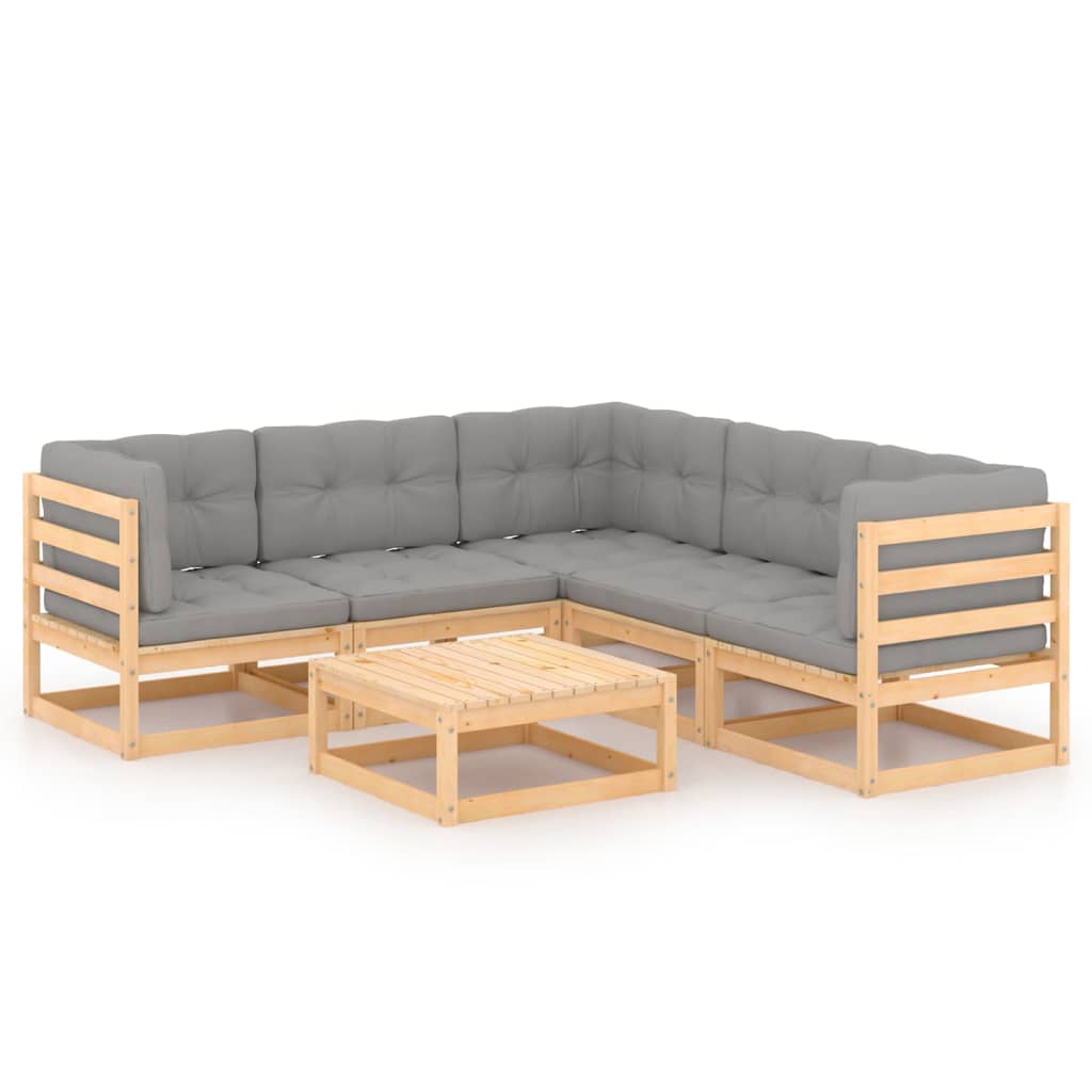 6-piece-patio-lounge-set-with-cushions-solid-wood-pine-5 At Willow and Wine USA!