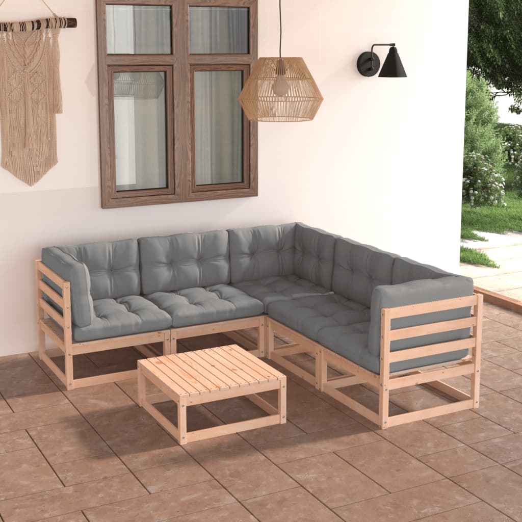 6-piece-patio-lounge-set-with-cushions-solid-wood-pine-5 At Willow and Wine USA!