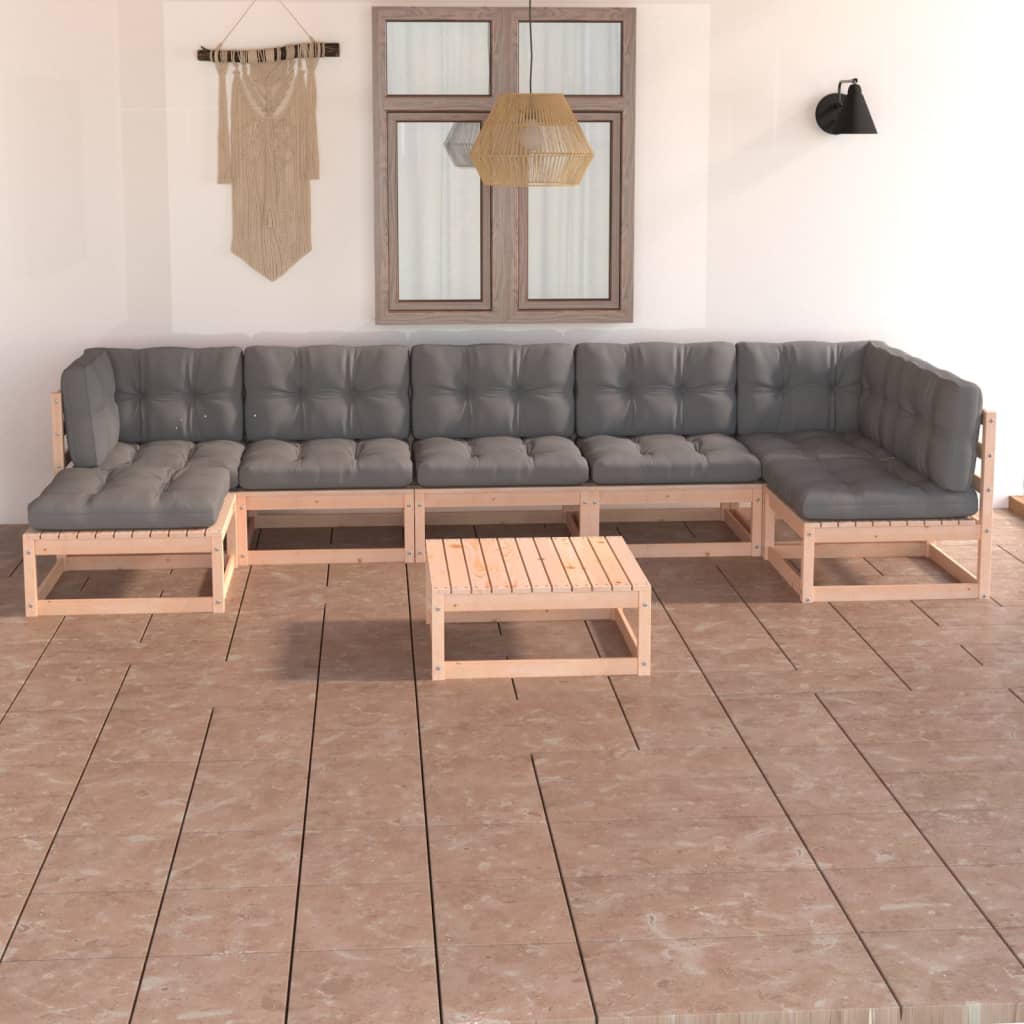 8-piece-patio-lounge-set-with-cushions-solid-wood-pine-13 At Willow and Wine USA!