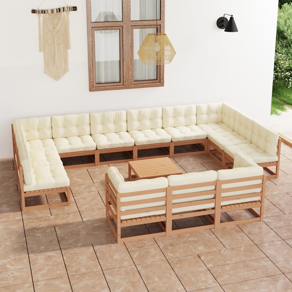 14-piece-patio-lounge-set-with-cushions-solid-wood-pine-2 At Willow and Wine USA!