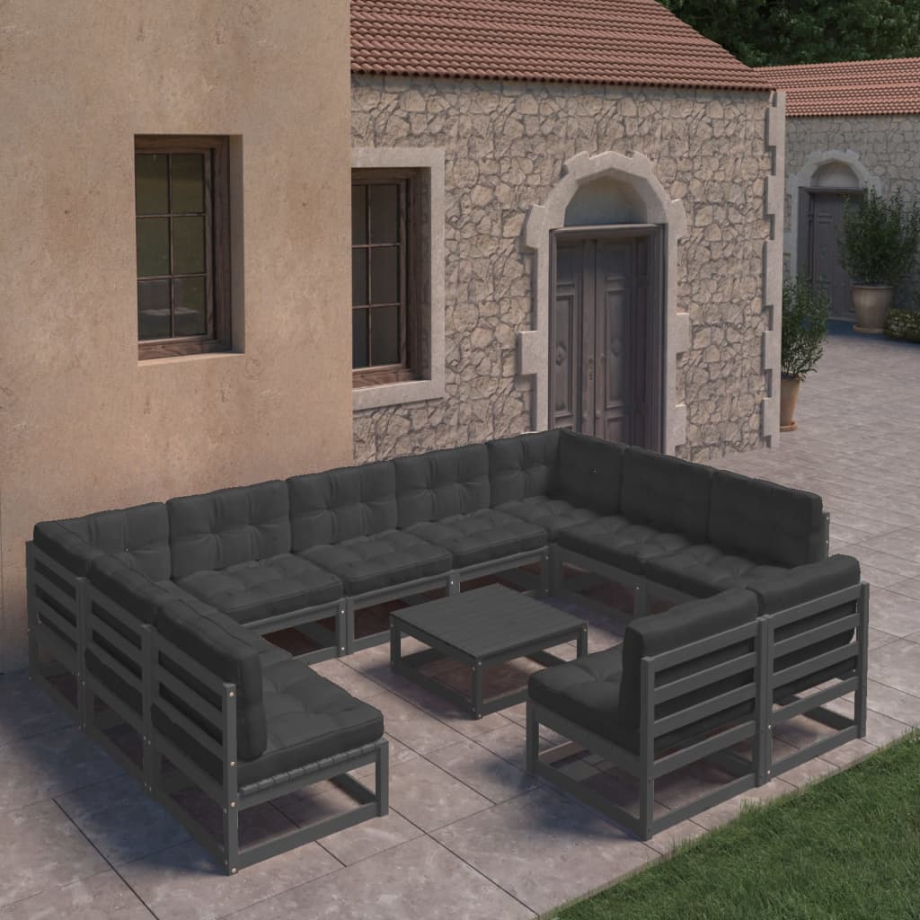 12-piece-patio-lounge-set-with-cushions-solid-wood-pine-4 At Willow and Wine USA!