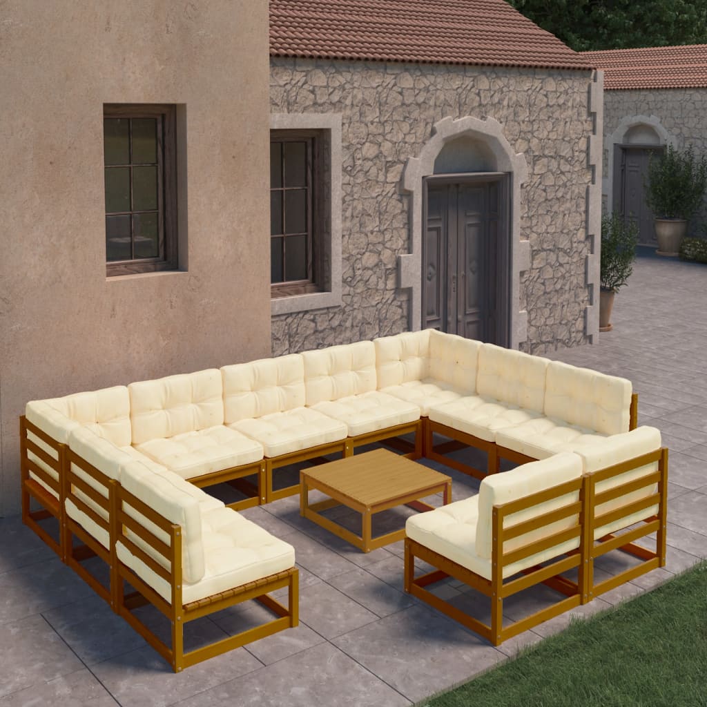 12-piece-patio-lounge-set-with-cushions-solid-wood-pine-4 At Willow and Wine USA!