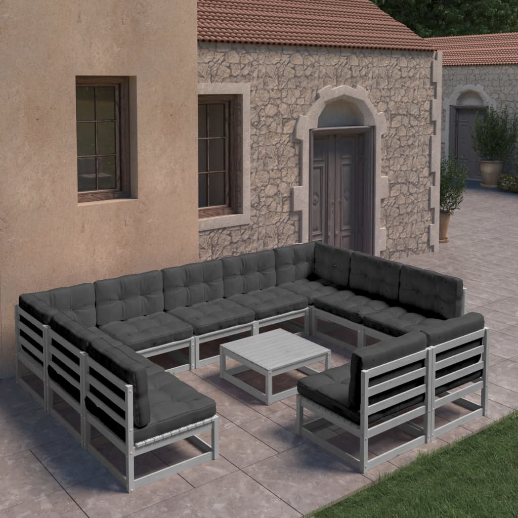 12-piece-patio-lounge-set-with-cushions-solid-wood-pine-4 At Willow and Wine USA!