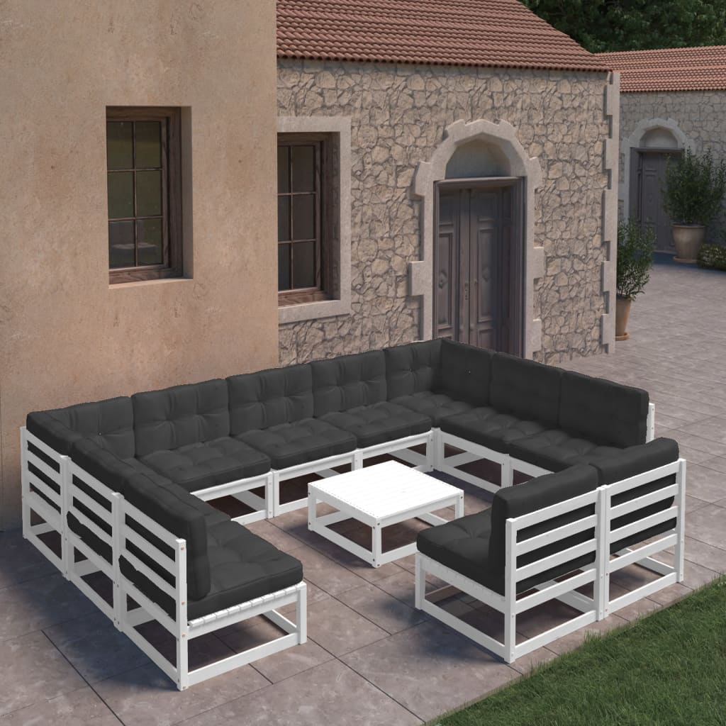 12-piece-patio-lounge-set-with-cushions-solid-wood-pine-4 At Willow and Wine USA!