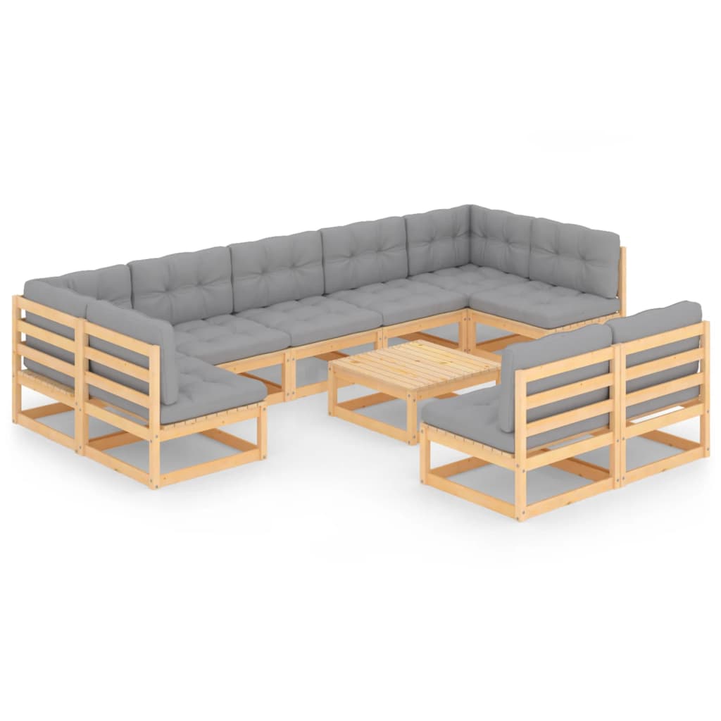 10-piece-patio-lounge-set-with-cushions-solid-wood-pine-3 At Willow and Wine USA!