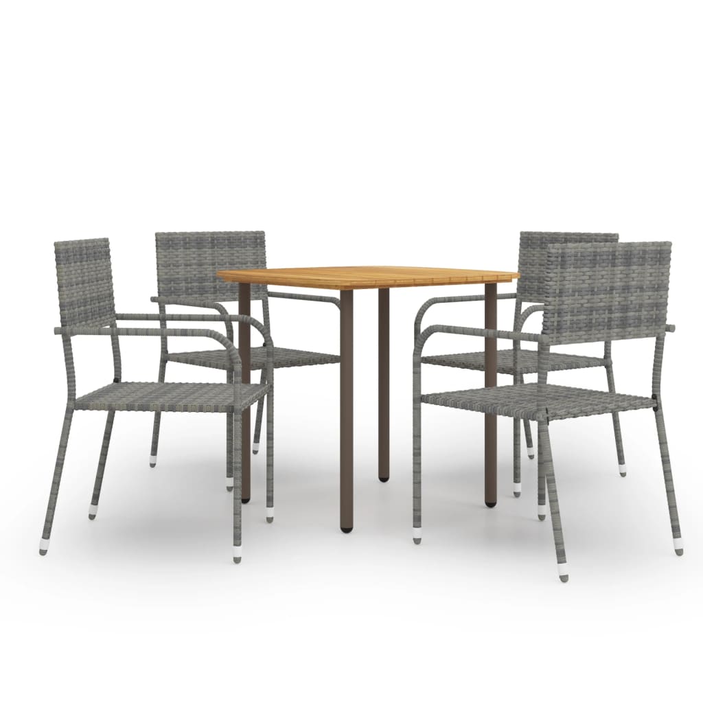 5-piece-patio-dining-set-poly-rattan-anthracite At Willow and Wine USA!