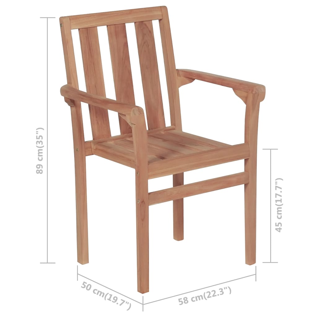 stackable-patio-chairs-with-cushions-4-pcs-solid-teak-wood At Willow and Wine USA!