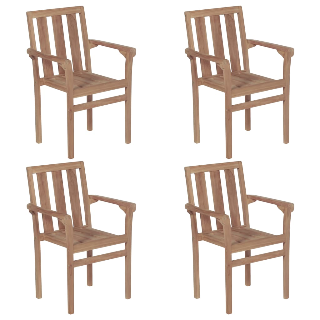 stackable-patio-chairs-with-cushions-4-pcs-solid-teak-wood At Willow and Wine USA!