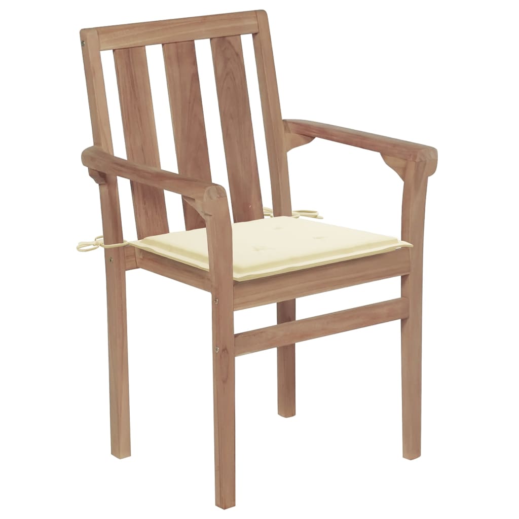 stackable-patio-chairs-with-cushions-4-pcs-solid-teak-wood At Willow and Wine USA!