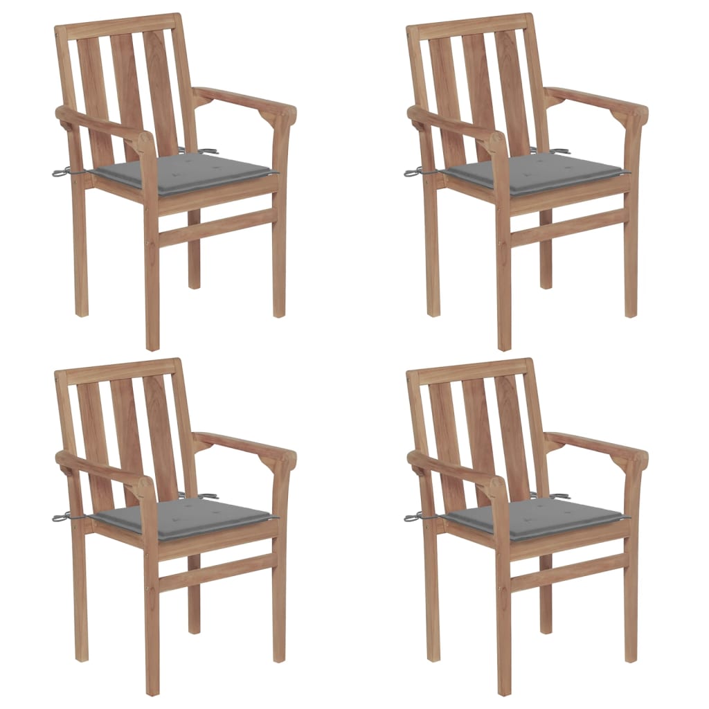 stackable-patio-chairs-with-cushions-4-pcs-solid-teak-wood At Willow and Wine USA!