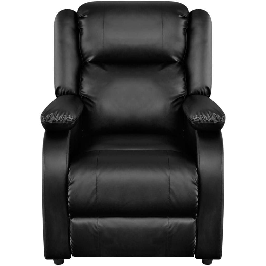 Massage Recliner Black Faux Leather