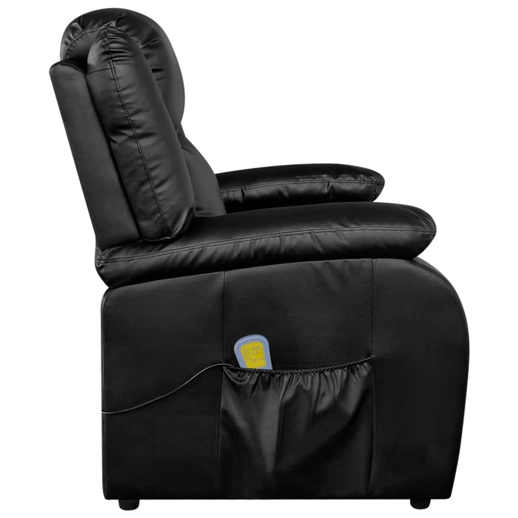 Massage Recliner Black Faux Leather