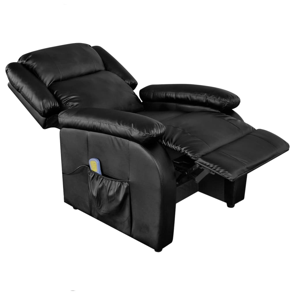 Massage Recliner Black Faux Leather