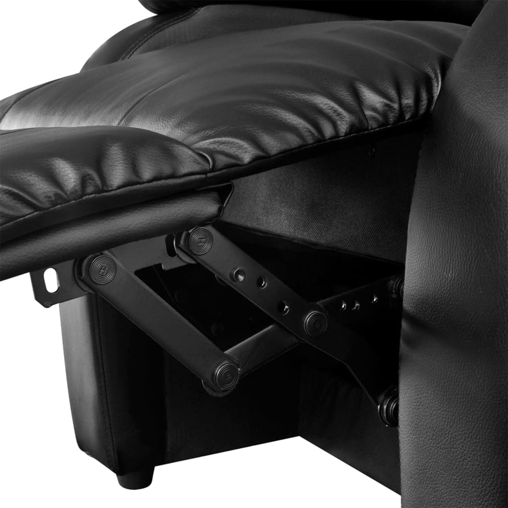 Massage Recliner Black Faux Leather