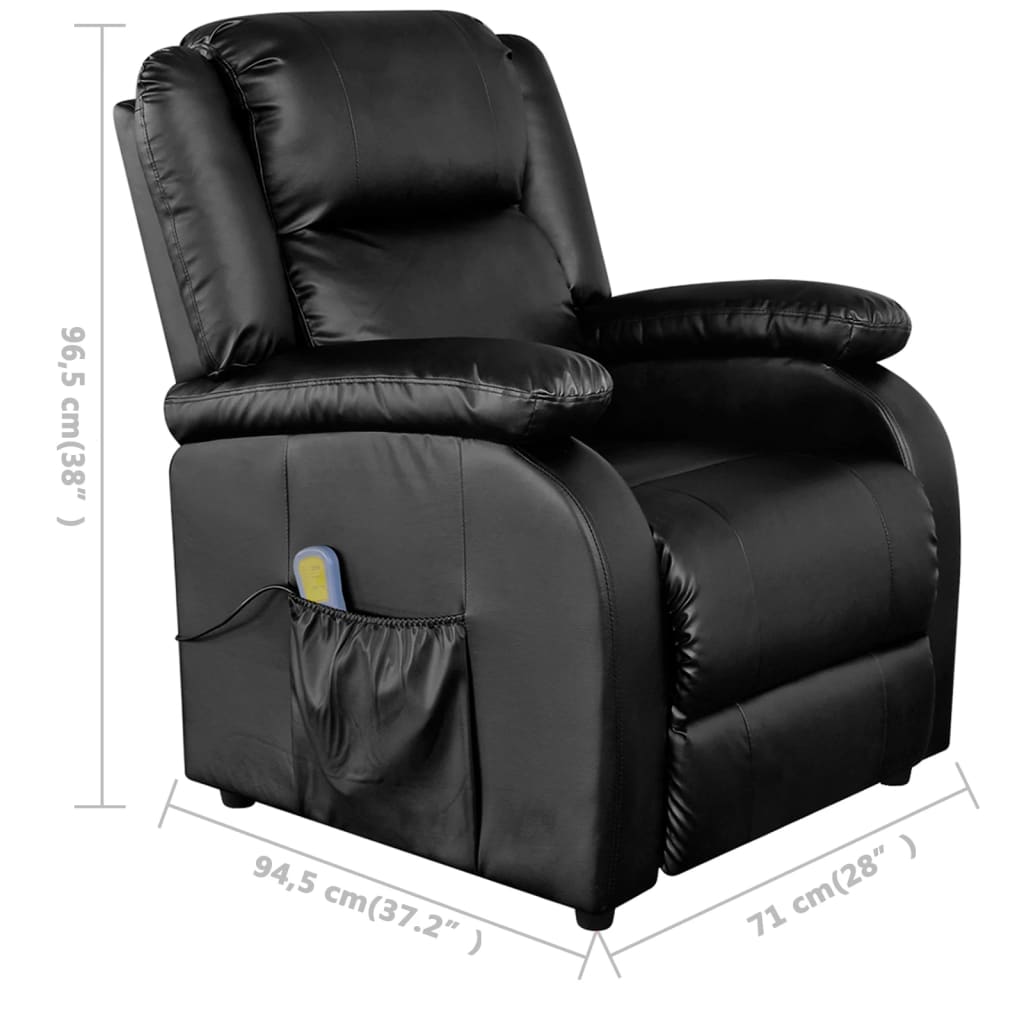 Massage Recliner Black Faux Leather