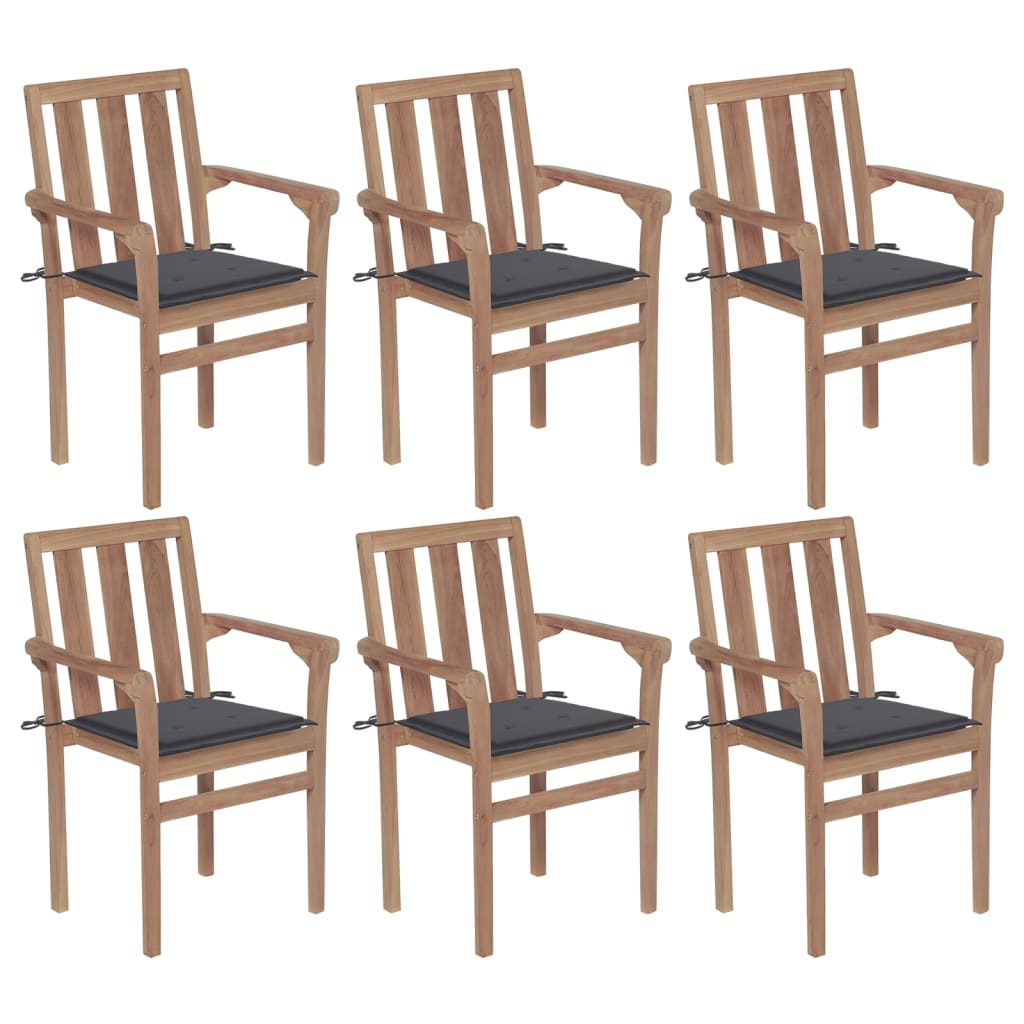 stackable-patio-chairs-with-cushions-4-pcs-solid-teak-wood At Willow and Wine USA!