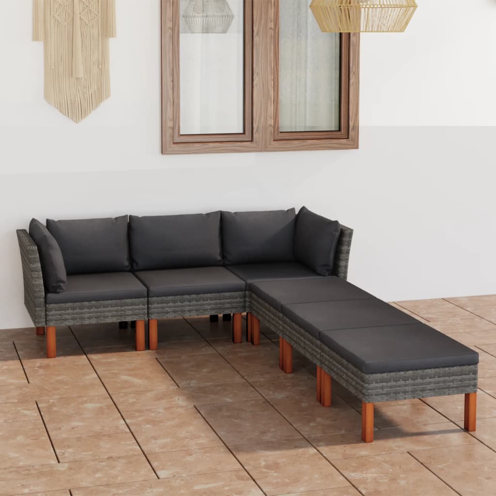 6-piece-patio-lounge-set-with-cushions-poly-rattan-gray-2 At Willow and Wine USA!