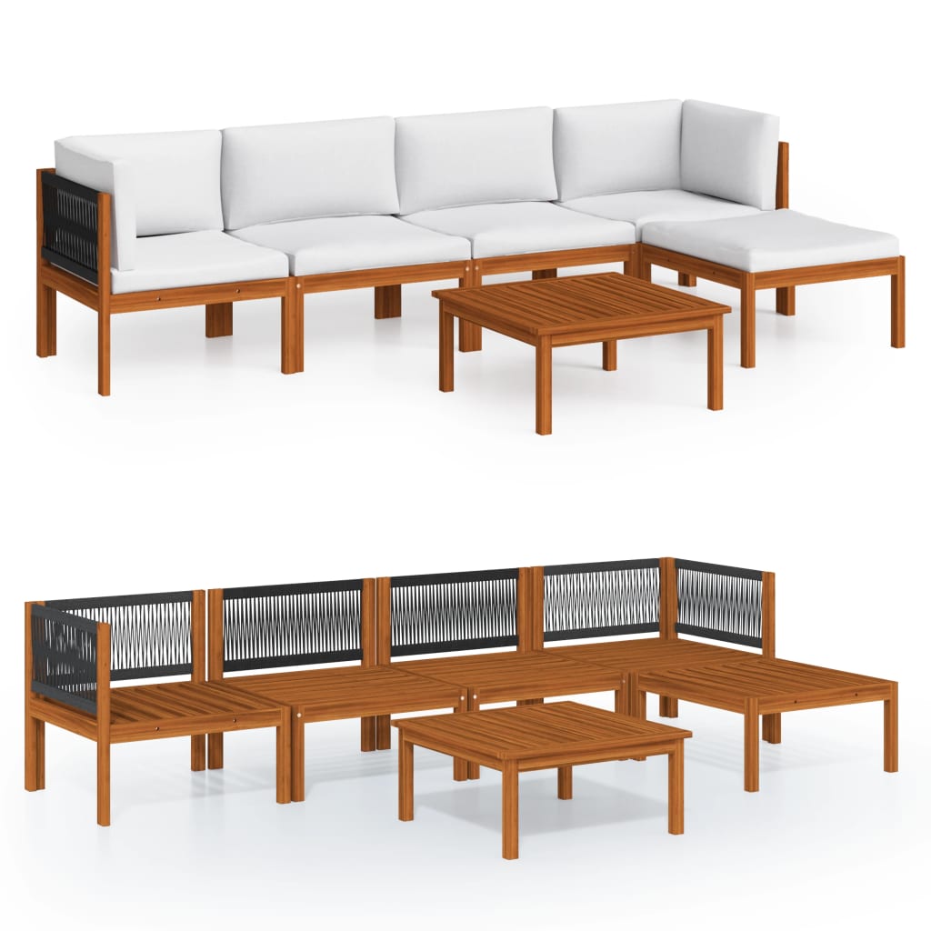 6-piece-patio-lounge-set-with-cushions-cream-solid-acacia-wood At Willow and Wine USA!