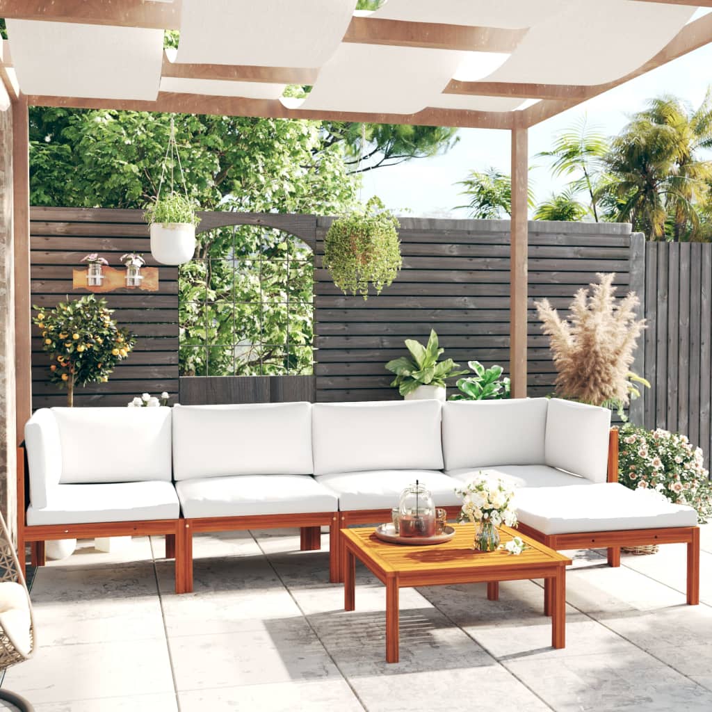 6-piece-patio-lounge-set-with-cushions-cream-solid-acacia-wood At Willow and Wine USA!