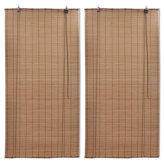 bamboo-roller-blinds-2-pcs-100-x-160-cm-brown-841897 At Willow and Wine USA!