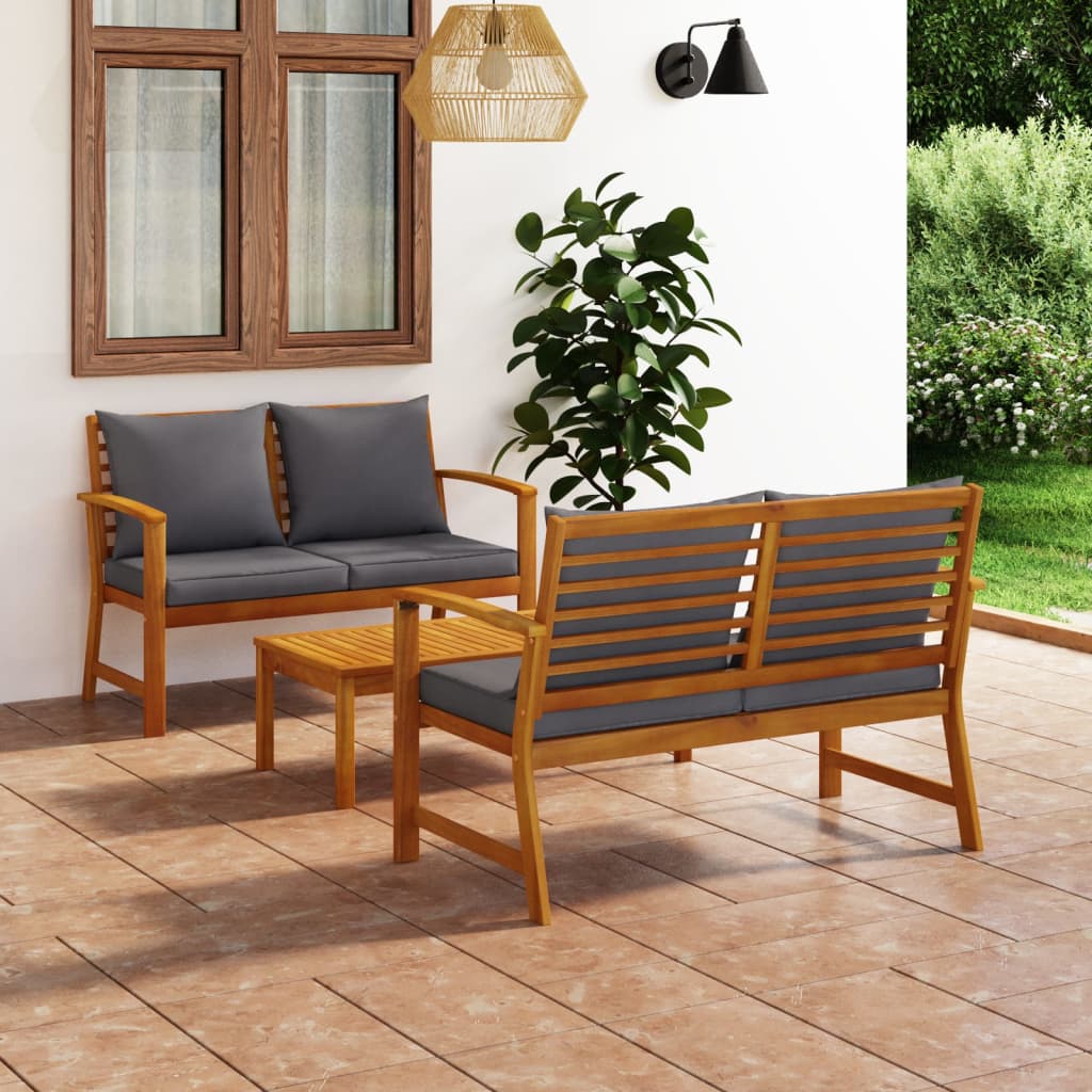 5-piece-garden-lounge-set-with-cushion-solid-acacia-wood-gray At Willow and Wine USA!