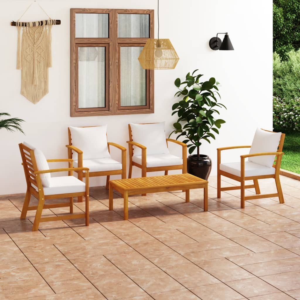 5-piece-garden-lounge-set-with-cushion-solid-acacia-wood-gray At Willow and Wine USA!