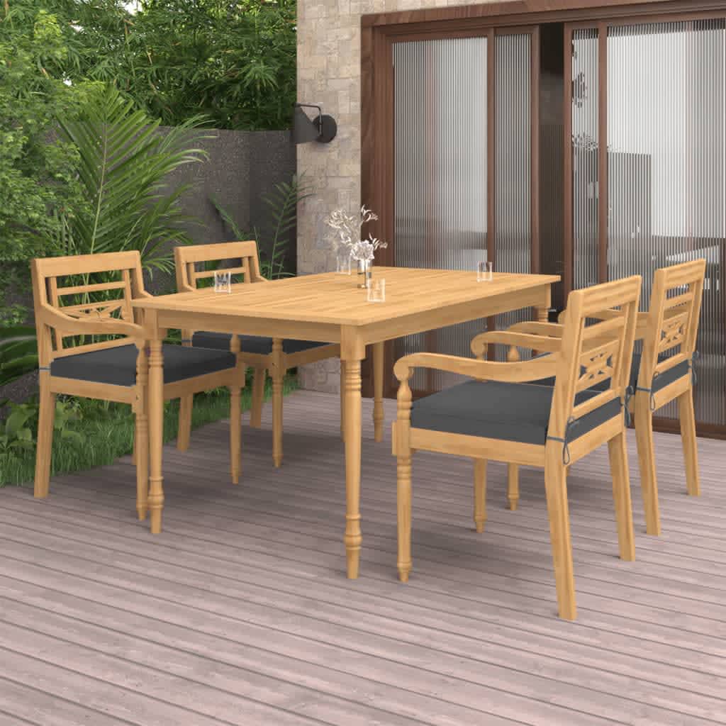 5-piece-patio-dining-set-with-cushions-solid-teak-wood-1 At Willow and Wine USA!