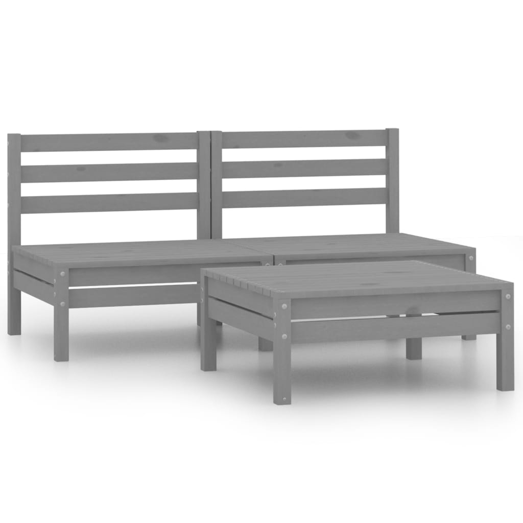 3-piece-patio-lounge-set-gray-solid-wood-pine At Willow and Wine USA!