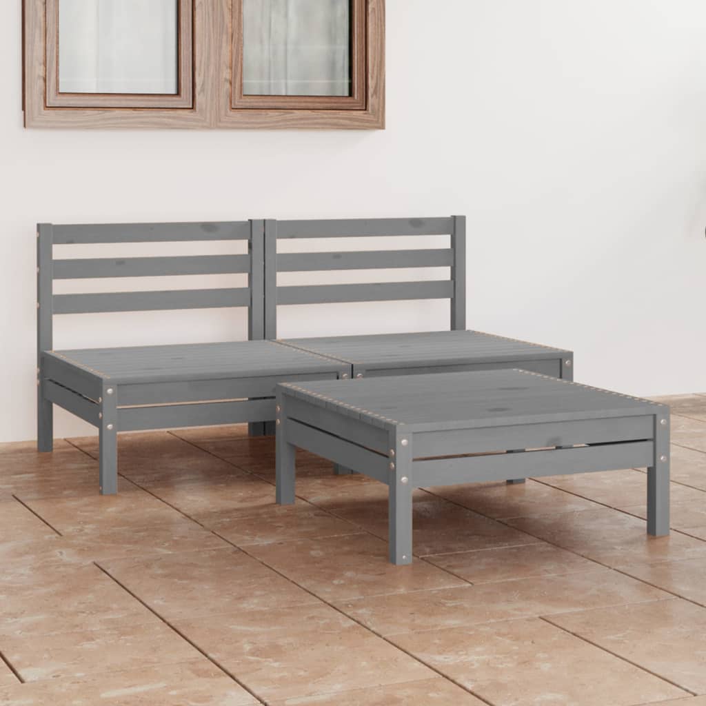 3-piece-patio-lounge-set-gray-solid-wood-pine At Willow and Wine USA!