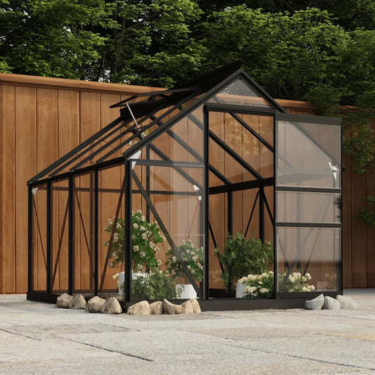 Glass Greenhouse Anthracite 61"x78.9"x75.2" Aluminum