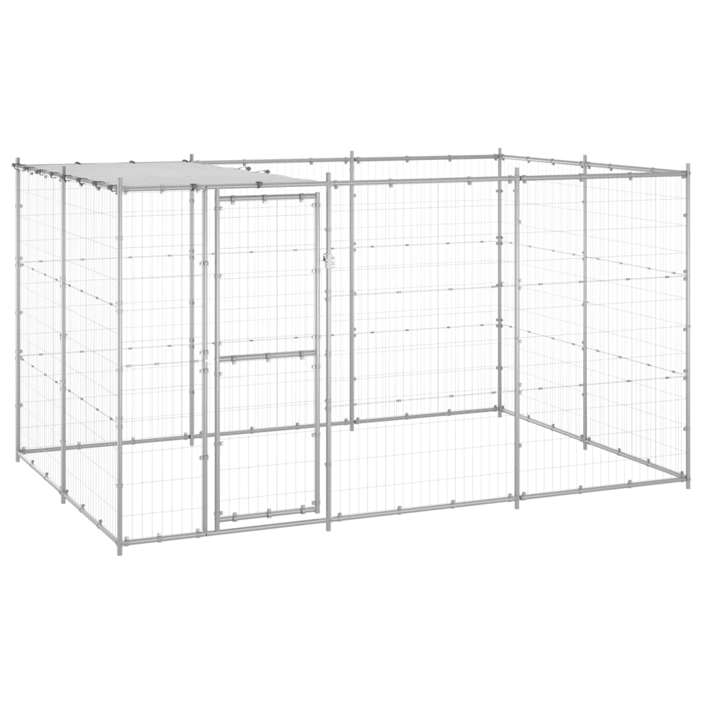 outdoor-dog-kennel-galvanized-steel-with-roof-78-1-ft2 At Willow and Wine USA!