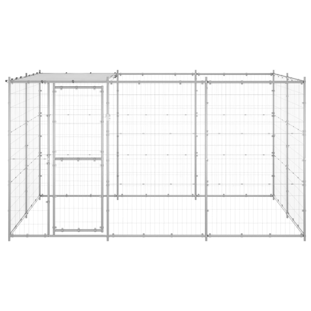 outdoor-dog-kennel-galvanized-steel-with-roof-78-1-ft2 At Willow and Wine USA!