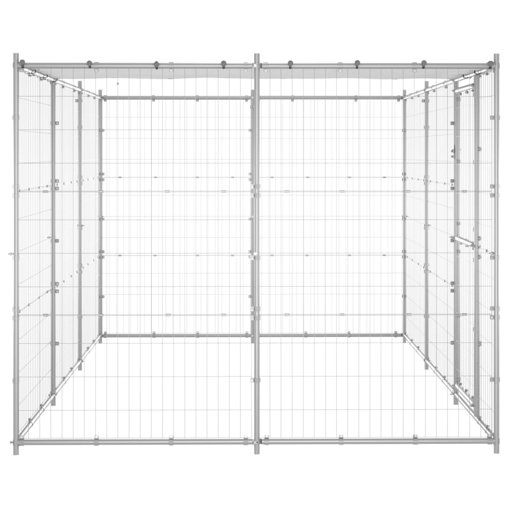 outdoor-dog-kennel-galvanized-steel-with-roof-78-1-ft2 At Willow and Wine USA!