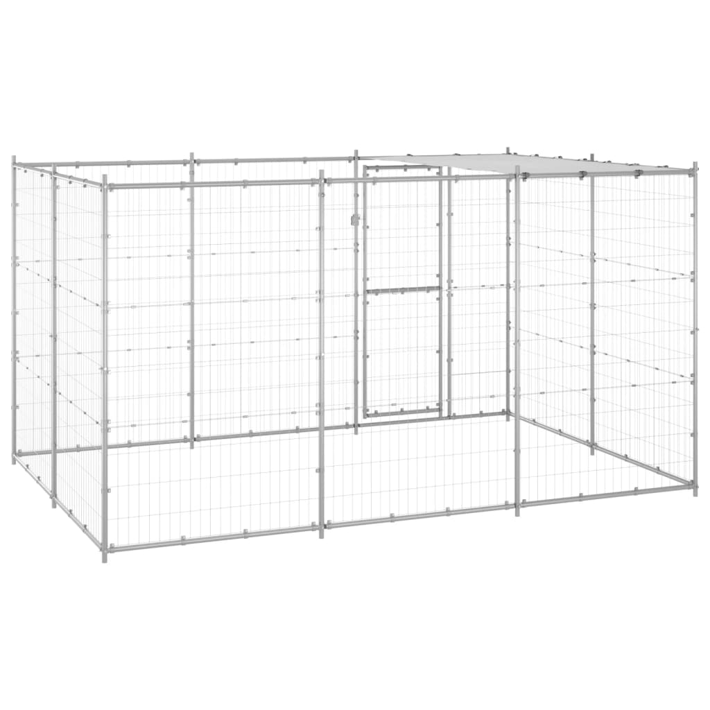 outdoor-dog-kennel-galvanized-steel-with-roof-78-1-ft2 At Willow and Wine USA!