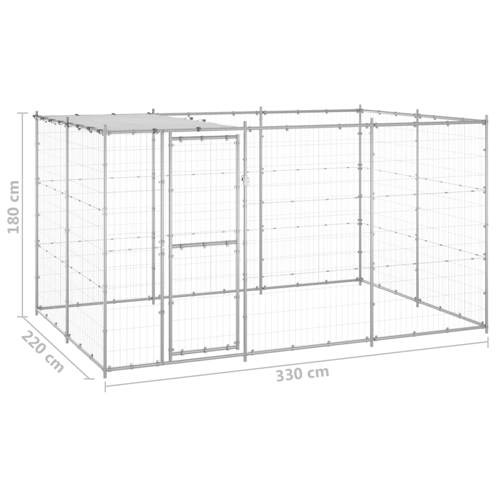 outdoor-dog-kennel-galvanized-steel-with-roof-78-1-ft2 At Willow and Wine USA!