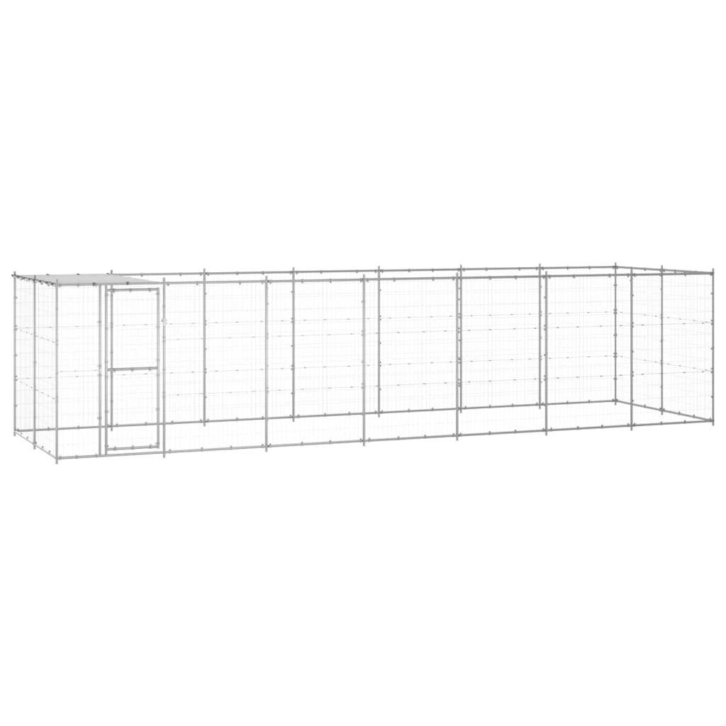 outdoor-dog-kennel-galvanized-steel-with-roof-78-1-ft2 At Willow and Wine USA!