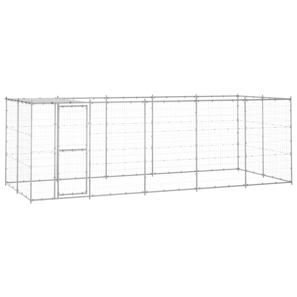 outdoor-dog-kennel-galvanized-steel-with-roof-78-1-ft2 At Willow and Wine USA!