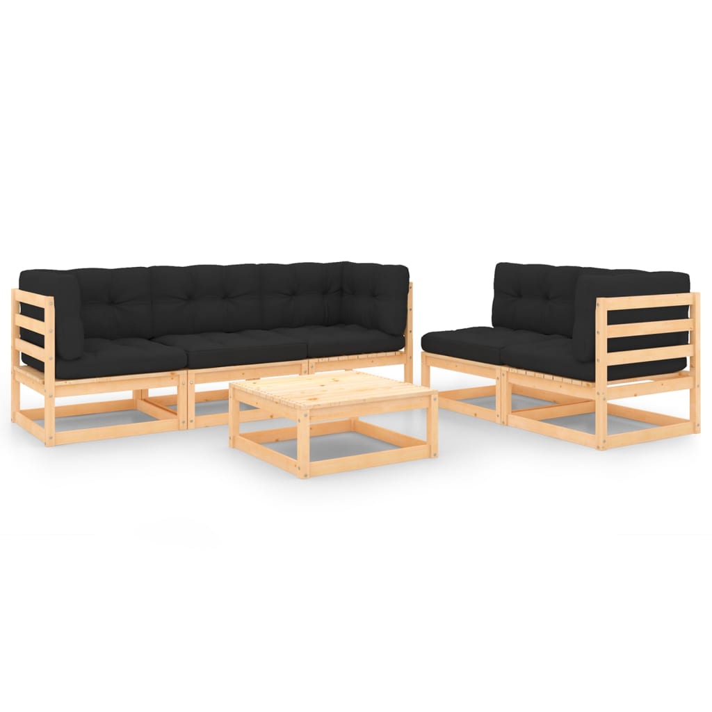 6-piece-patio-lounge-set-with-cushions-solid-wood-pine-11 At Willow and Wine USA!