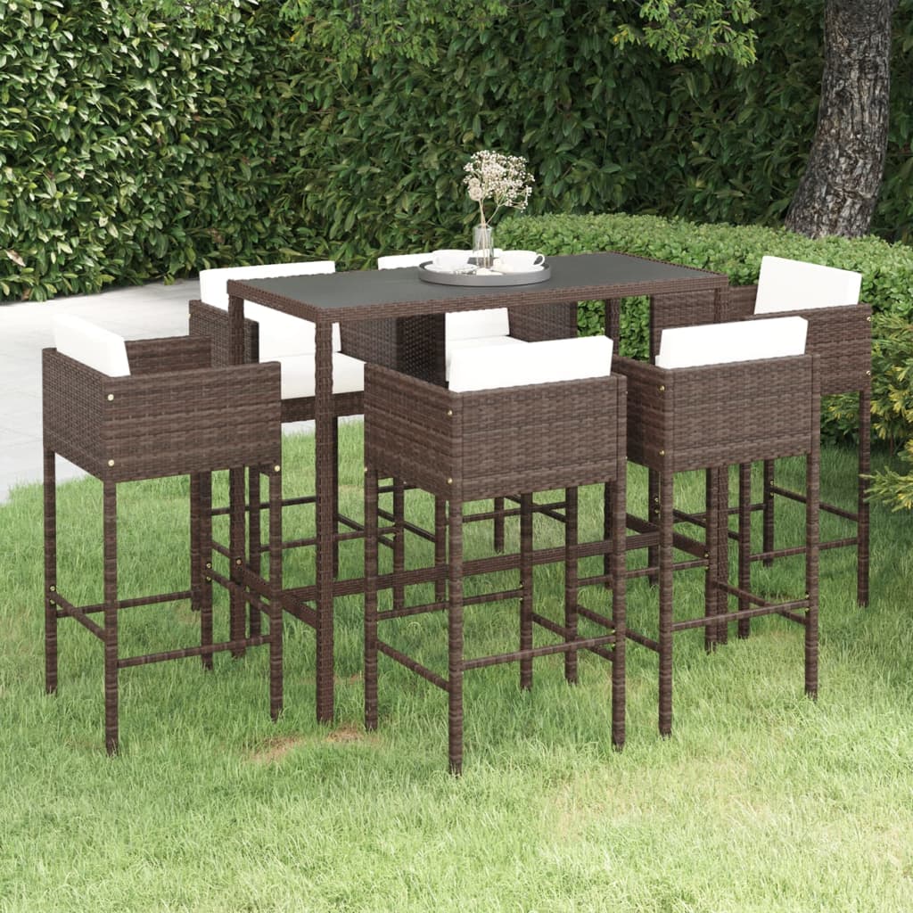 5-piece-patio-bar-set-with-cushions-poly-rattan-brown-2 At Willow and Wine USA!