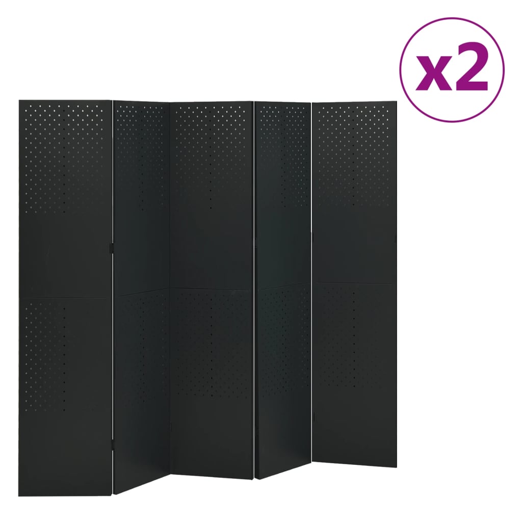 5-panel-room-dividers-2-pcs-black-78-7-x70-9-steel At Willow and Wine USA!