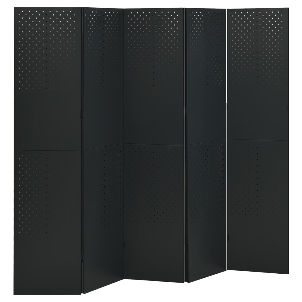 5-panel-room-dividers-2-pcs-black-78-7-x70-9-steel At Willow and Wine USA!