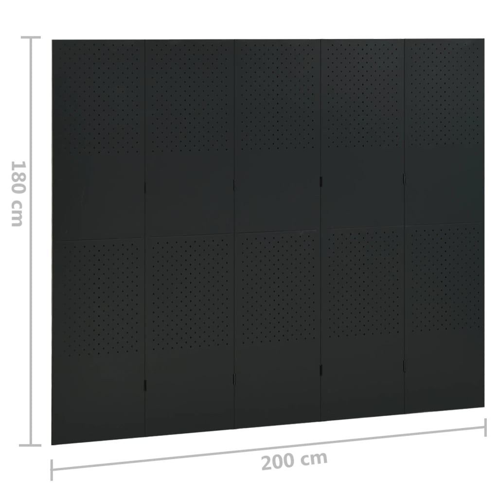 5-panel-room-dividers-2-pcs-black-78-7-x70-9-steel At Willow and Wine USA!