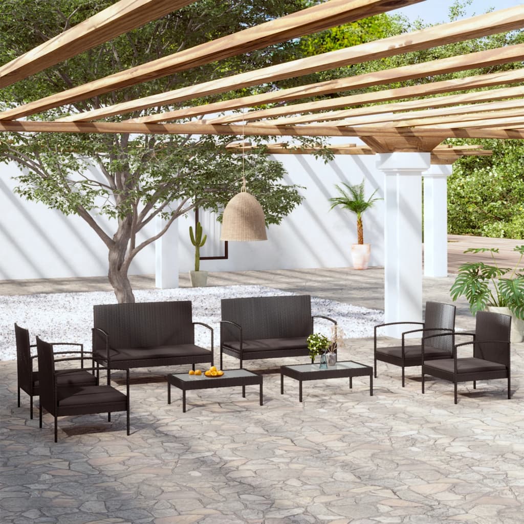8-piece-patio-lounge-set-with-cushions-poly-rattan-black-1 At Willow and Wine USA!