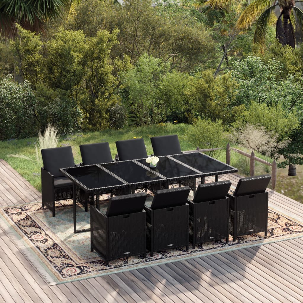 11-piece-patio-dining-set-with-cushions-poly-rattan-brown At Willow and Wine USA!