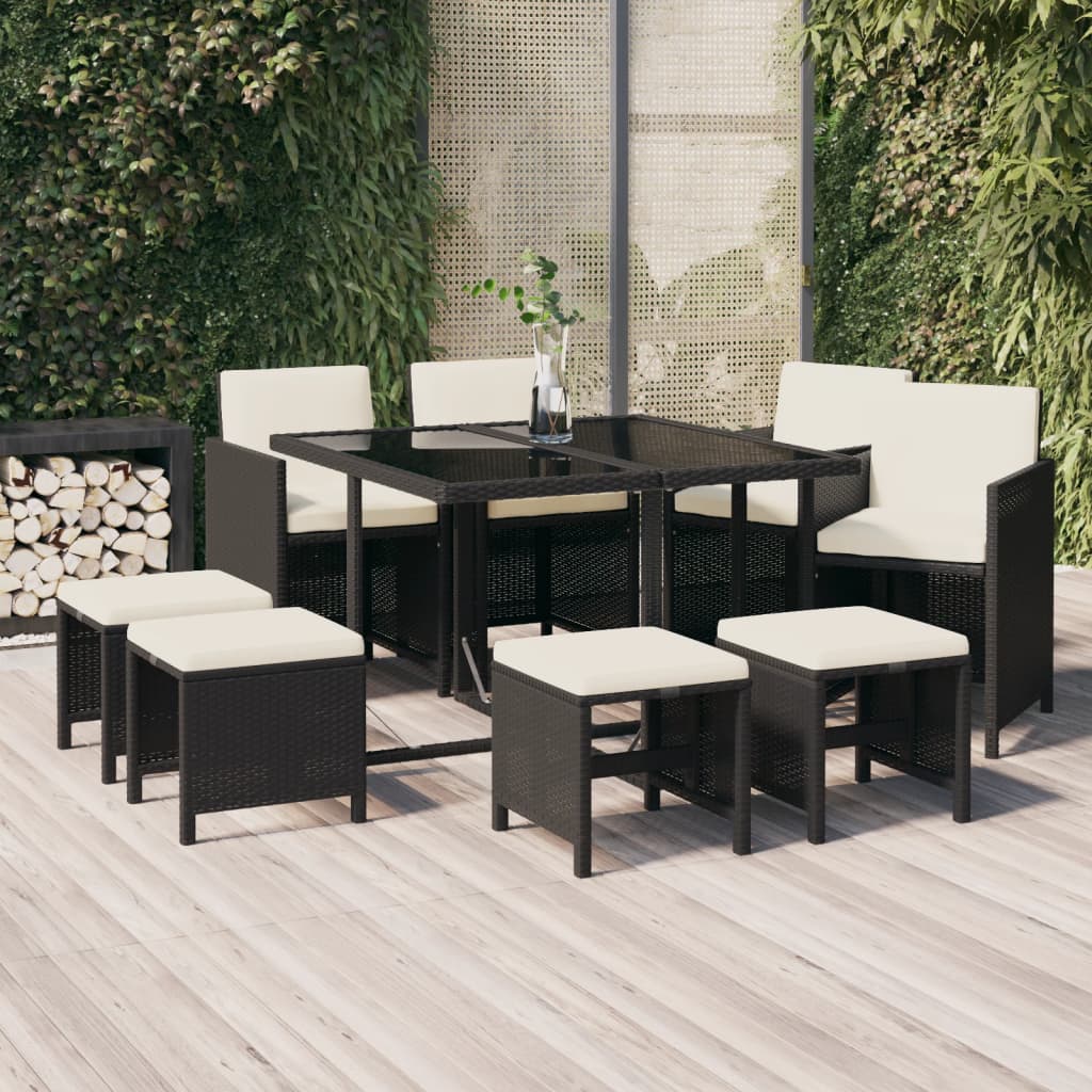 11-piece-patio-dining-set-with-cushions-poly-rattan-brown At Willow and Wine USA!