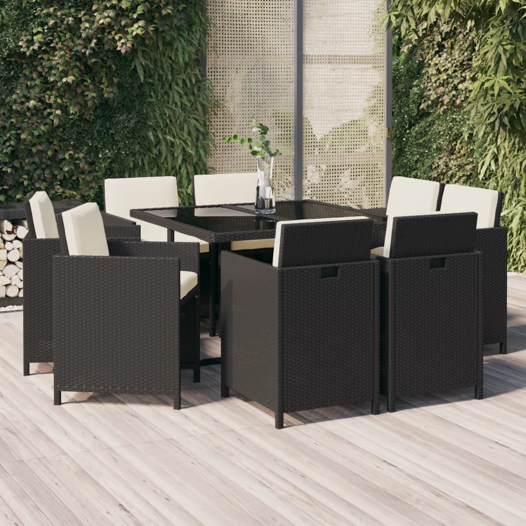 11-piece-patio-dining-set-with-cushions-poly-rattan-brown At Willow and Wine USA!