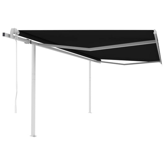 Automatic Retractable Awning with Posts 13.1'x9.8' Anthracite